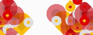 Soyut geometrik şekiller çakışıyor, canlı desenler yaratıyor. Sıcak renkler kompozisyona hakim, modern estetik sunuyor..