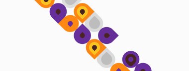 Beyaz arkaplanda köşegen şeklinde dizilmiş renkli daireler. Şekiller renk olarak değişir, dinamik görsel desen yaratır. Basit, modern tasarım.