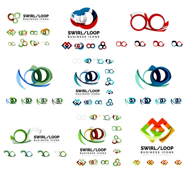 Set van bedrijf logo huisstijl ontwerpen, swirl van oneindigheid lus concept pictogrammen geïsoleerd op wit — Stockvector