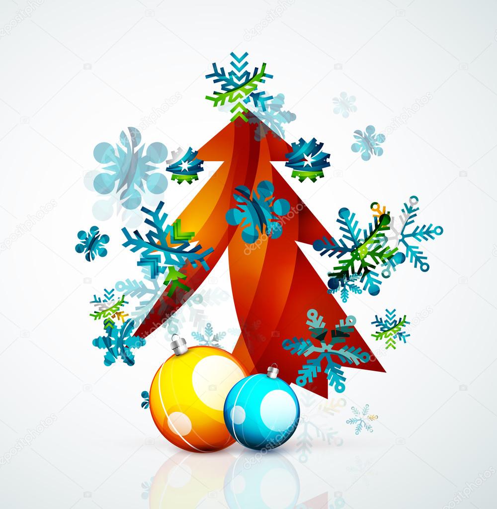 Albero di Natale allegro disegno geometrico astratto moderno — Vettoriale Stock