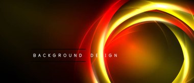 Soyut tasarım parlak daireler, canlı renkler içerir. Karanlık arka plan aydınlığı arttırır, dinamik görsel efekt yaratır. Modern, şık bir sunum.