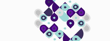 Soyut geometrik desen. Mor, deniz mavisi, gri şekiller modern tasarımı oluşturur. Minimalist estetik, temiz çizgiler, basit formlar..