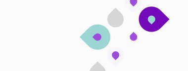 Soyut şekiller, mor renkler, deniz mavisi aksanları. Minimalist tasarım, temiz arka plan, basit geometri. Modern estetik, oyuncu kompozisyon.