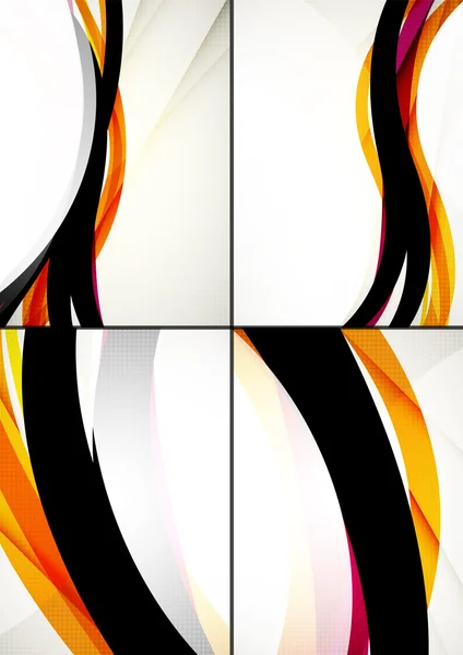 Uppsättning abstrakta bakgrunder. Eleganta färgglada dekorerade linjer och vågor med copyspace för ditt meddelande — Stock vektor