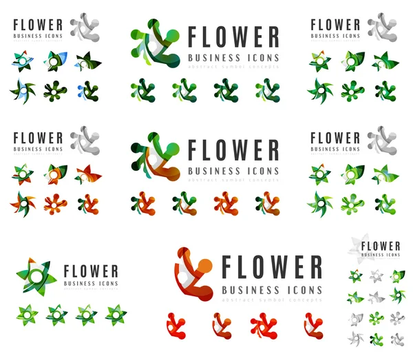 Conjunto de diseños de logotipo de la empresa, iconos de concepto de floración de flores — Archivo Imágenes Vectoriales