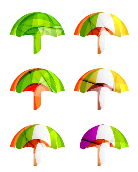 Conjunto de ícones de guarda-chuva abstratos, conceitos de proteção de logotipos de negócios, design geométrico moderno limpo — Vetor de Stock