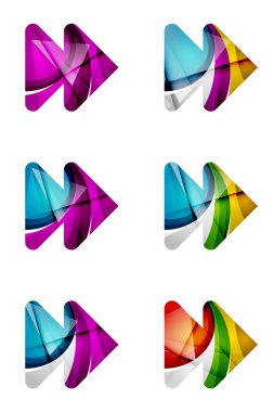 Soyut ileri kümesi oyun ok simgesi, iş logo kavramları, temiz modern geometrik tasarım