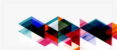 Soyut geometrik şekiller örtüşür, canlı renkli desenler yaratır. Dinamik kompozisyonu olan minimalist tasarım. Modern estetik.