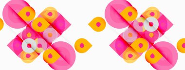 Soyut geometrik desen. Pembe, turuncu şekiller, dinamik görsel doku oluşturur. Temiz tasarım, modern estetik.