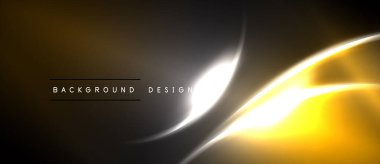 Soyut sarı, siyah arkaplan üzerinde gri kıvrımlar. Modern tasarım elementleri, pürüzsüz eğimler, dinamik bileşimler. Basit metin arkaplan tasarımı okur.