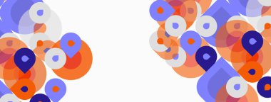 Soyut tasarım, üst üste binen daireler, turuncu, mor renkler. Minimalist kompozisyon modern görsel etki yaratır. Temiz arkaplan şekilleri geliştirir.