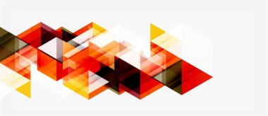 Soyut geometrik şekiller örtüşüyor, dinamik turuncu, sarı, siyah desenler oluşturuyor. Keskin açılı minimalist tasarım, modern estetik..