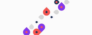 Soyut renkli şekiller mevcut. Noktalar, daireler, gözyaşları dinamik bir bileşim oluşturuyor. Minimalist tasarım, temiz estetik. Parlak renkler karşıtlık beyaz arkaplan.