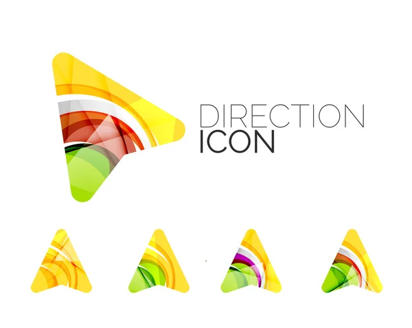 Uppsättning abstrakta riktningspil ikoner, logotype gps affärsidéer, rena, moderna geometriska design — Stock vektor
