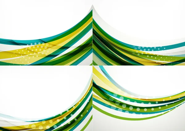 Conjunto de fondos abstractos. Elegantes líneas decoradas de colores y olas con copyspace para su mensaje — Archivo Imágenes Vectoriales