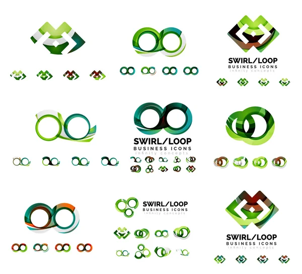 Conjunto de diseños de marca de logotipo de la empresa, iconos de concepto de bucle infinito remolino aislados en blanco — Archivo Imágenes Vectoriales