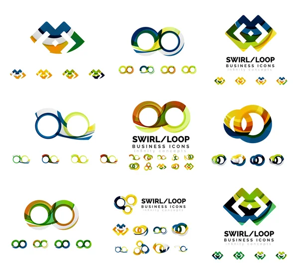 Conjunto de projetos de marca logotipo da empresa, redemoinho ícones conceito de loop infinito isolado no branco —  Vetores de Stock