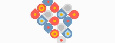 Soyut desen renkli daireler, dikdörtgenler içerir. Şekiller örtüşür ve dinamik görsel doku yaratır. Minimalist tasarım, basit geometri.