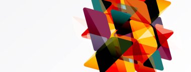 Soyut geometrik şekiller örtüşür, canlı renk bileşimi yaratır. Sıcak tonlarda havalı aksanlar hakim olur. Minimalist tasarım.