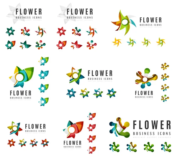 Conjunto de diseños de logotipo de la empresa, iconos de concepto de floración de flores — Vector de stock