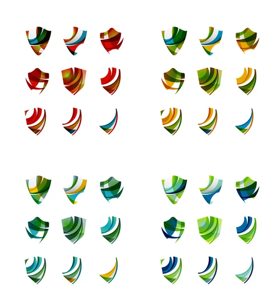 Conjunto de diseños de marca de logotipo de la empresa, iconos de concepto de protección de escudo — Vector de stock