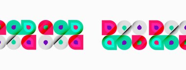 Renkli daireler, kareler tekrar tekrar şekilleniyor. Minimalist tasarım, parlak renkler, geometrik şekiller mevcut. Basit, modern estetik..