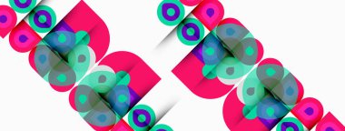 Soyut geometrik desen. Pembe, deniz mavisi şekilleri beyaz arkaplanda çapraz olarak tekrarlanır. Modern tasarım, canlı renkler, basit biçimler..