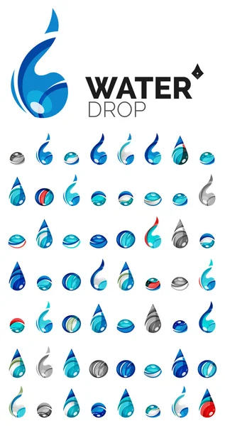 Gran conjunto de iconos abstractos del agua ecológica, logotipo de la empresa naturaleza conceptos verdes, diseño geométrico moderno limpio — Foto de Stock