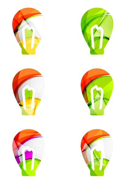 Conjunto de iconos de bombilla abstracta, conceptos de ideas de logotipos empresariales, diseño geométrico moderno y limpio — Vector de stock