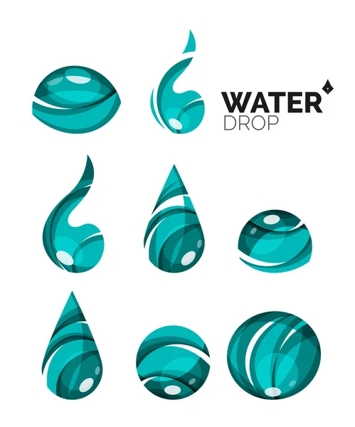 Set of abstract eco water icons, business logotype nature green concepts, clean modern geometric design — Stock Vector