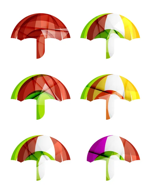 Conjunto de ícones de guarda-chuva abstratos, conceitos de proteção de logotipos de negócios, design geométrico moderno limpo —  Vetores de Stock