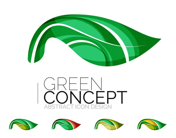 Conjunto de iconos abstractos de plantas ecológicas, logotipo de la empresa naturaleza conceptos verdes, diseño geométrico moderno y limpio — Vector de stock