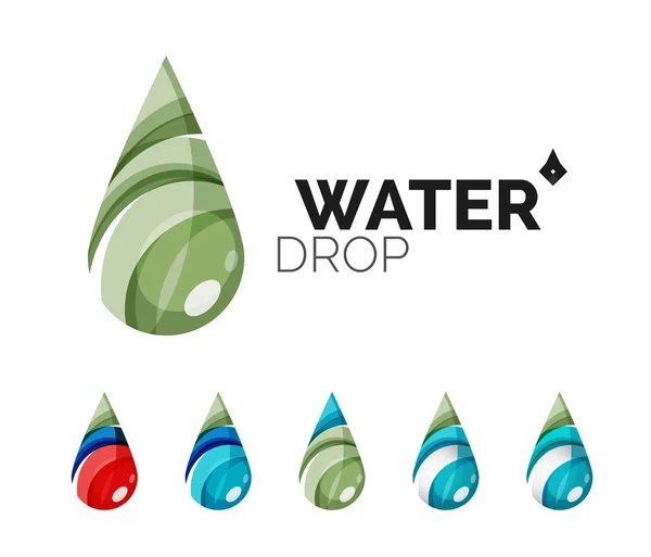 Conjunto de iconos abstractos del agua ecológica, logotipo de la empresa naturaleza conceptos verdes, diseño geométrico moderno limpio — Vector de stock