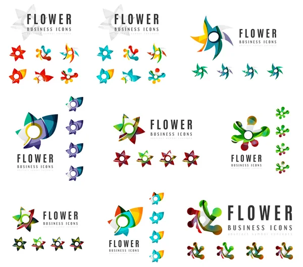 Set of company logotype branding designs, flower blooming concept icons — Stock Vector