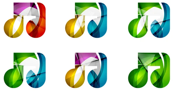 Conjunto de iconos abstractos de notas musicales, conceptos de logotipos empresariales, diseño geométrico moderno y limpio — Vector de stock