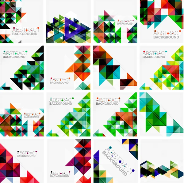 Conjunto de fondos abstractos geométricos triangulares. Plantillas comerciales o tecnológicas universales — Vector de stock