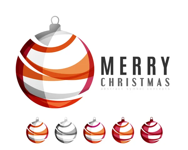 一連の抽象的なクリスマス ボール アイコン、ロゴのビジネス コンセプト、清潔でモダンな幾何学的設計 — ストックベクタ