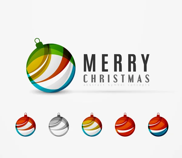 Conjunto de ícones de bola de Natal abstratos, conceitos de logotipo de negócios, design geométrico moderno limpo — Vetor de Stock