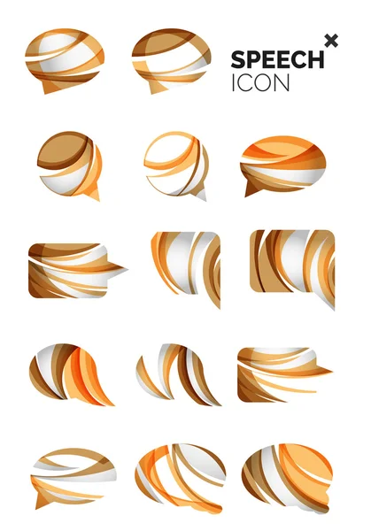 추상적인 연설 거품과 구름 아이콘, 비즈니스 로고 개념, 깨끗 한 현대 기하학적 디자인의 세트 — 스톡 벡터