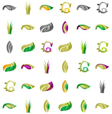 Dizi soyut Eko bitki simgeler, iş logo doğa Yeşil Kavramlar, temiz modern geometrik tasarım