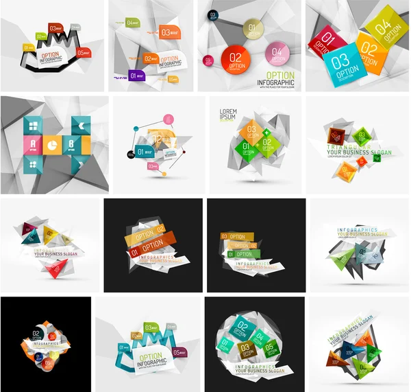 Conjunto de modelos de banner geométricos abstratos infográficos — Vetor de Stock