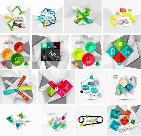 Set of abstract geometric paper infographic banner templates — Stock Vector