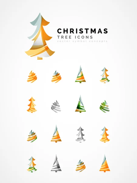 Aantal abstract kerstboom Icons, logo bedrijfsconcepten, schoon moderne glanzende ontwerp — Stockvector