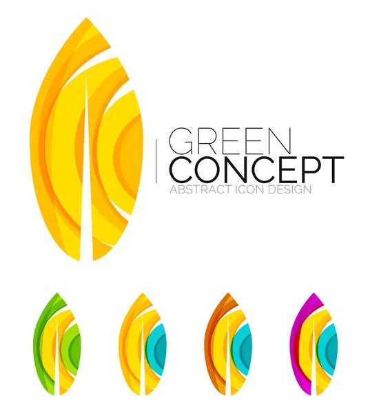 Ensemble d'icônes abstraites de plantes écologiques, logotype d'entreprise nature concepts verts, design géométrique moderne propre — Image vectorielle