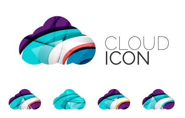 Set di icone astratte del cloud computing, concetti di logotipo aziendale, design geometrico moderno e pulito — Vettoriale Stock