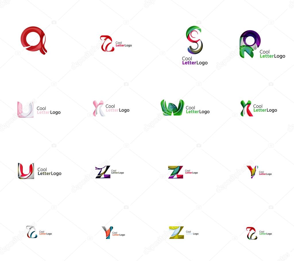 Set of universal company logo ideas, business icon collection