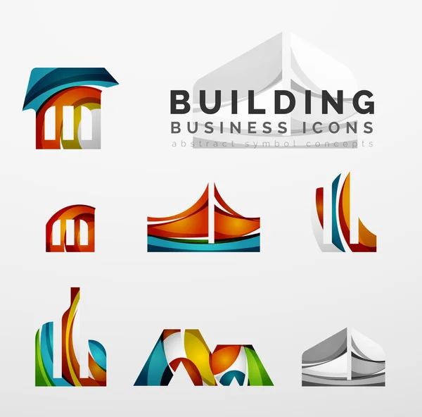 Set di icone del business immobiliare o del logo di costruzione — Vettoriale Stock
