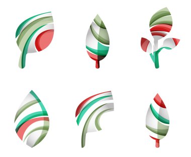 Dizi soyut Eko yaprak simgeler, iş logo doğa kavramları, temiz modern geometrik tasarım
