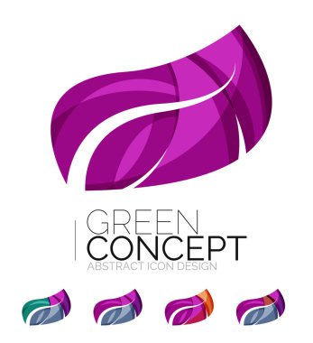 Dizi soyut Eko bitki simgeler, iş logo doğa Yeşil Kavramlar, temiz modern geometrik tasarım