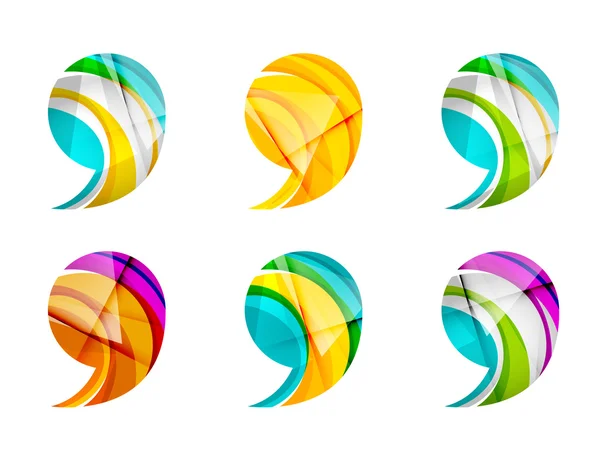 一連の抽象的なコンマ アイコン、ロゴのビジネス コンセプト、清潔でモダンな幾何学的設計 — ストックベクタ